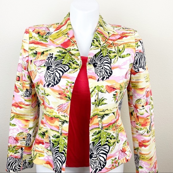 VINTAGE COLLECTION Zebra Palm Jacket Blazer 8P - Picture 1 of 8